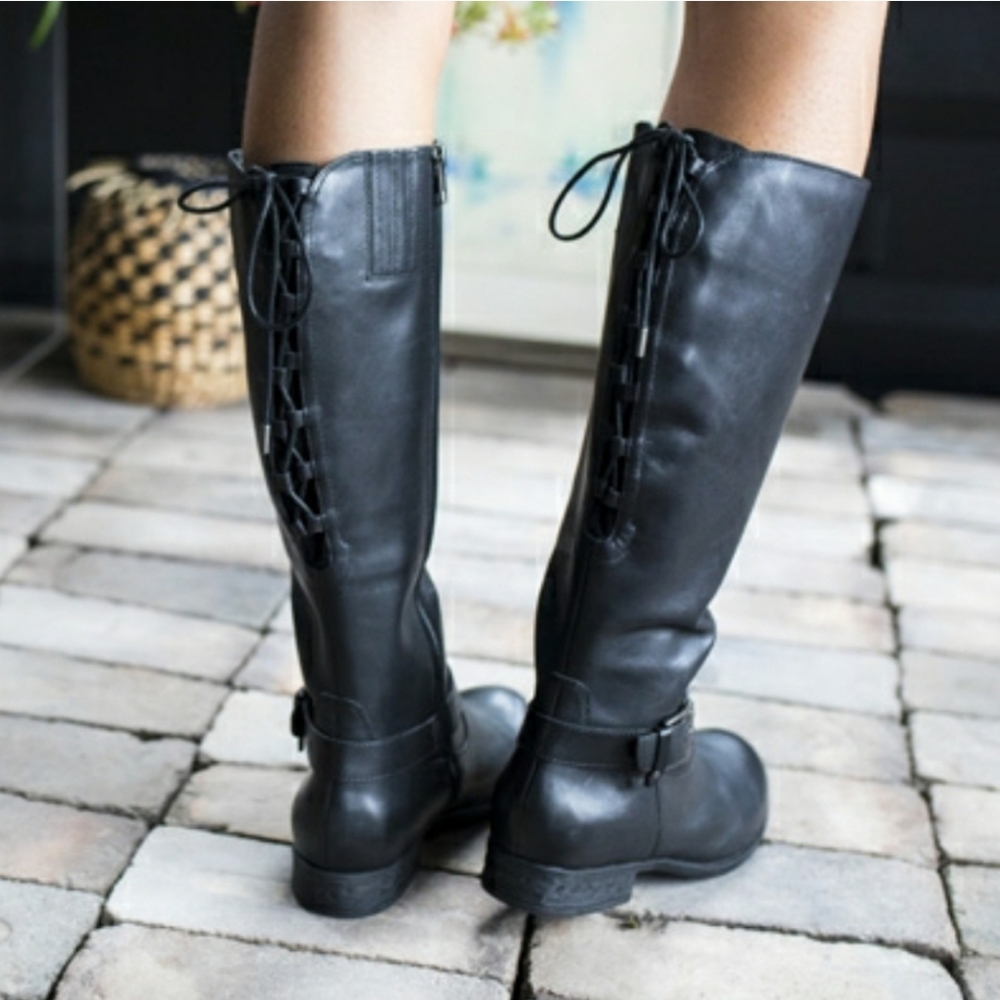 Earth Origins Raleigh Tall Black Leather Riding Boots Womens 10B Equestrian